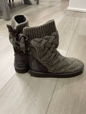 UGG Cable Knit Ankle Booties in Slate